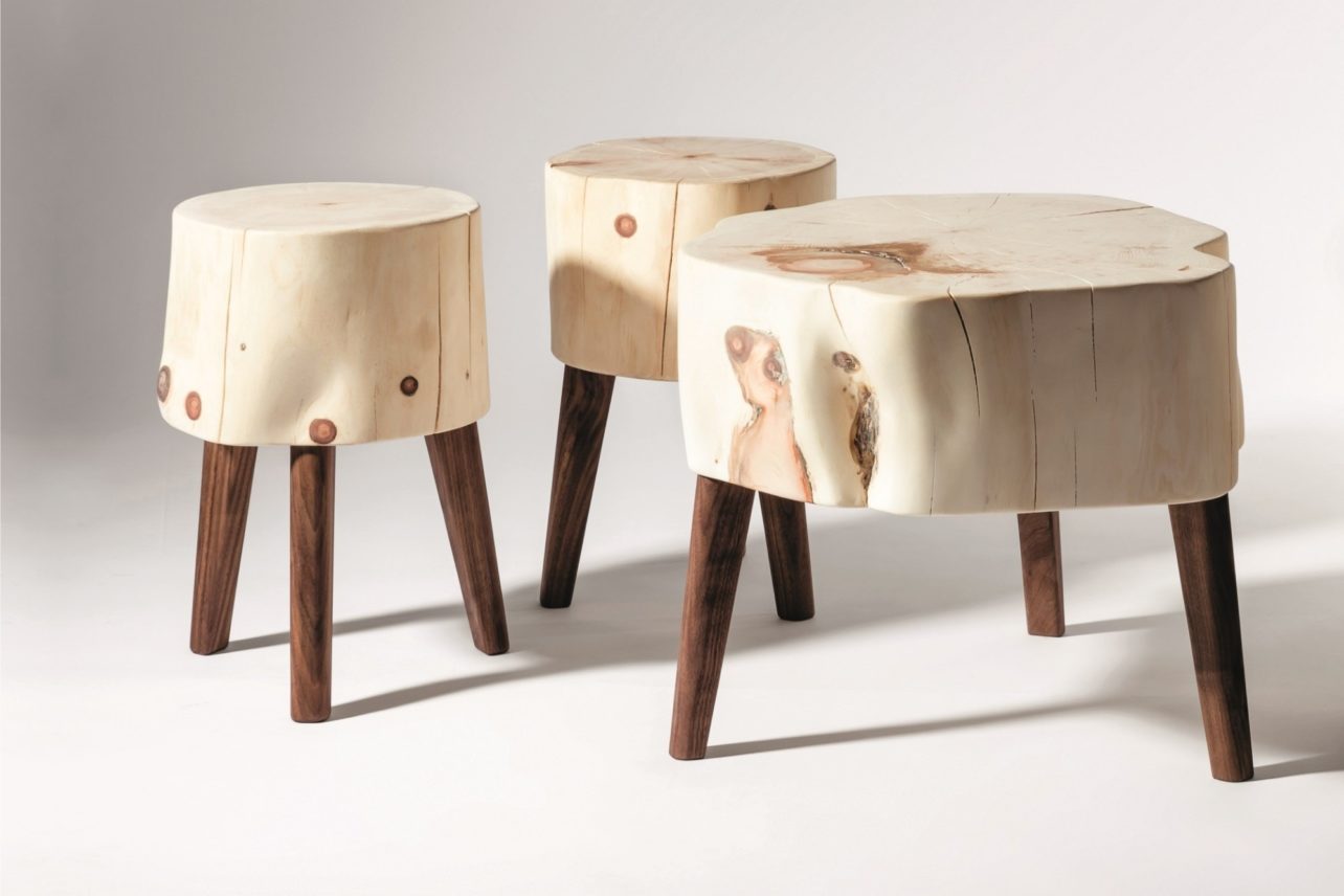 Hocker Tröler in Zirbe-Walnuss
