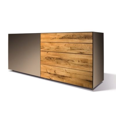 Sideboard cubus pure - venezianischer Eiche und Farbglas Bronce